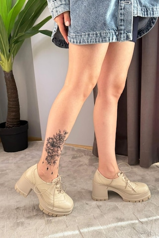 Kadın Diana Bej Cilt Carık Model 8 Cm Topuklu Platformlu Ayakkabı Bej