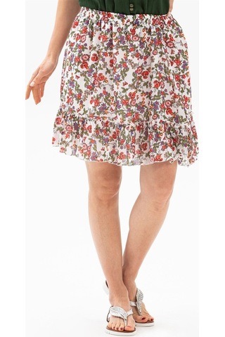 Buse Vual Kısa Etek Tomurcuk Desen Beyaz 6165