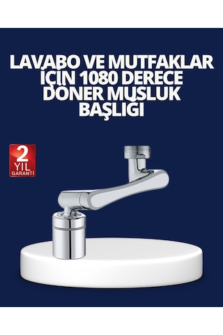Esnek 1080 Musluk Başlığı 3 Eklemli Hareketli Su Modlu Lavabo Aparatı Standart