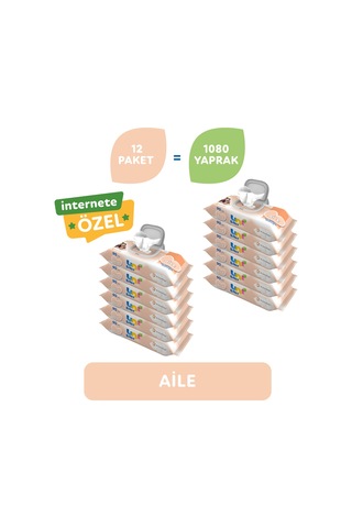 Uni Baby Aile Islak Mendil 12 x 90'lı 1080 Yaprak
