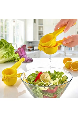 Pratik Mutfak El Tipi Limon Ve Narenciye Sıkacağı Ergonomik Tasarım, Dayanıklı Gövde, Sarı Çok Renkli