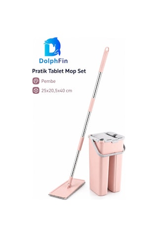 Pembe Tablet Mop Set Pratik Paspas Ve Zemin Temizlik Seti