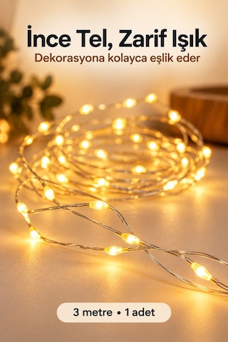3 Metre Sarı Gün Işığı Peri Led Flaşlı Dekoratif Işık
