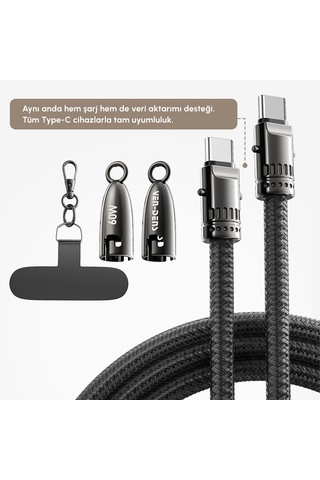 Ven-dens Vd-dcs02 Premium Usb-c Örgülü Şarj Kablosu 60w