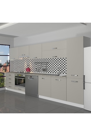 Decoraktiv Elite 325yq Ankastre Fırın Modüllü Mdf Hazır Mutfak Dolabı - Tezgah Dahil - Kumtaşı Kum Beji