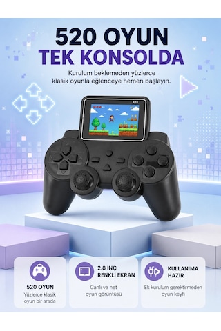 S10 Retro Oyun Konsolu Taşınabilir 2.8 İnç Ekran Ergonomik Nostalji Yeni Nesil