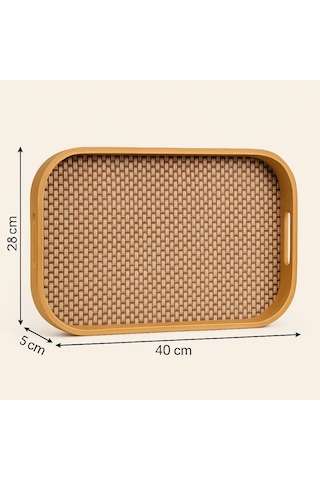 Dekorasyaa Bambu Dikdörtgen Tepsi 40cm X 28cm X 5cm Bambu
