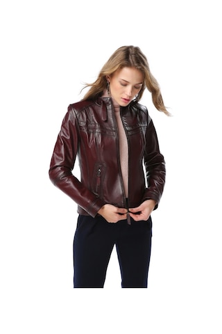 Dericlub Siena Kadın Slim Fit Hakiki Deri Mont Bordo Null Bordo