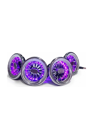 Vıp Universal Led Ambiyanslı Araç Klima Menfezi Bluetooth Kontrol 4 Lü Set 9-10cm Çap