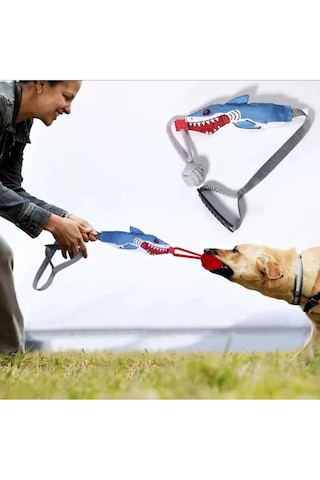Hesperus Köpek İçin Sesli Halat Çekiş Stres Oyuncağı Köpek Balığı Şeklinde