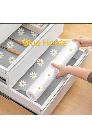 Papatya Tasarımlı Kaymaz Raf Astarı Rulosu -mutfak, Buzdolabı & Çok Renkli