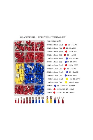 280 Parça Kutulu Metal İzolasyonlu Terminal Seti