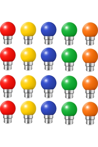 B22 Süngü Soketli 20 Adet Renkli Led Ampul, Mini Küre Tarzı, Verandalarda, Bahçelerde, Partilerde Ve Noel'de Golf Toplarını Süslemek İçin İdealdir.