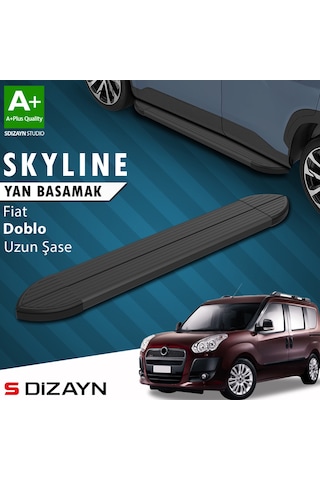 S-dizayn Fiat Doblo 2 Uzun Şase Skyline Siyah Yan Basamak 223 Cm 2010-2023 A+ Kalite