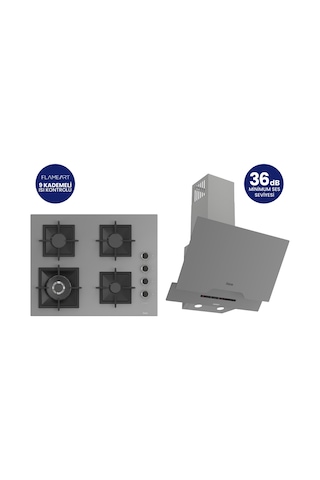 Ferre SC408-WFA+D065-SA 2'li Döküm Izgara Ankastre Set Gri