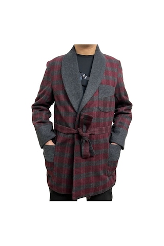 Ekose Yün Robdöşambr ( Bordo ) Bordo