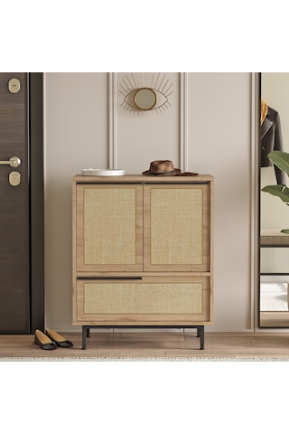 Lidya Ayakkabılık Çok Amaçlı Dolap 3 Kapaklı Metal Ayak Kahverengi