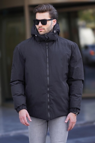 Madmext Siyah Kapüşonlu Oversize Erkek Şişme Mont 7237 Siyah