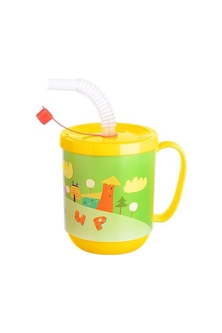 3 Adet Pipetli Çocuk Içecek Bardağı Desenli Bardak 350ml Diğer