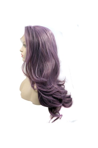 Mor Büyük Dalgalı Uzun Kıvırcık Kadın Peruk