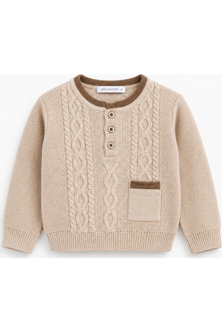 Babyhola Erkek Bebek Triko Kazak Pantolon Takım 23124 Bej