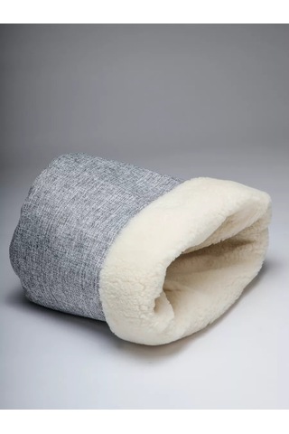 Patnıca Kedi Ve Köpekler İçin Koyun Postu 45 Cm Ahşap Yuva, Yatak Ve Tünel 200763441