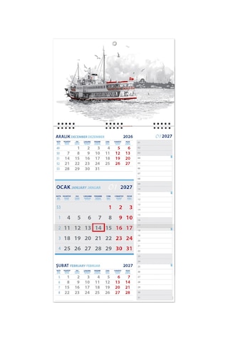 2027 Memo Gemici Takvimi Denizci Duvar Takvimi 27.5 x 60.5 CM
