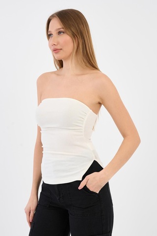 Alexander Gardi Alexandergardi Yırtmaçlı Straplez Bluz B24-00226 haki