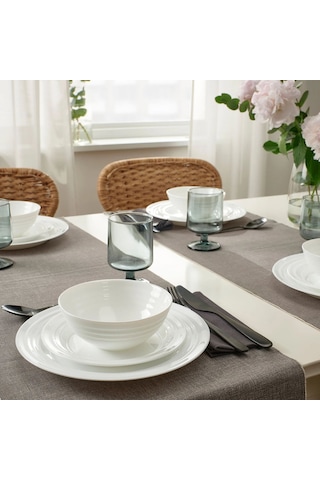 Ikea Favorısera Temperli Opal Cam 4 Kişilik 12 Parça Yemek Takımı 15-25 Cm Beyaz Yuvarlak