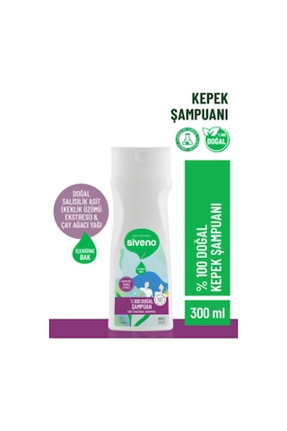 Siveno %100 Doğal Kepeğe Karşı Etkili Şampuan Günlük Bakım Yağlı Saçlar Çay Ağacı Keklik Üzümü Vegan 300 ML