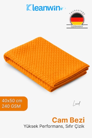 Lucid Mikrofiber Araba Cam Bezi 40x40 Cm Turuncu, İz Bırakmaz Cam Silme Ve Kurulama Bezi