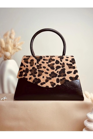 Elora Atelier Elora Leopar Desenli Koyu Kahve Çanta Çok Renkli