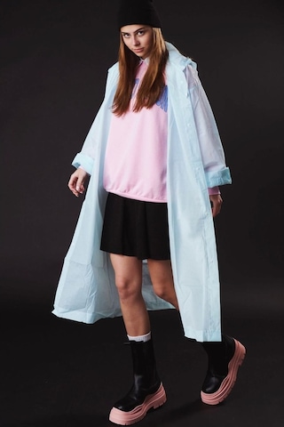 Kadın Erkek Yağmurluk Kapüşonlu Çıtçıtlı Eva Bebe Mavi Yağmurluk Bebek Mavi