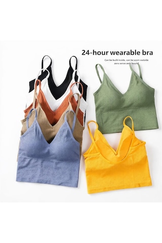 Ece's Design İnce Askılı Crop Atlet Soft Dokulu Rahat Bralet Üst W1011 Beyaz