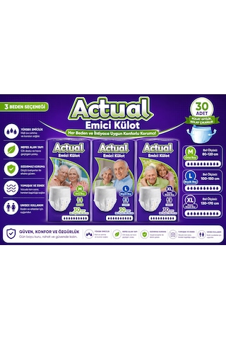 Actual Emici Külot Yetişkin Bezi L - Large - Büyük 270 Adet