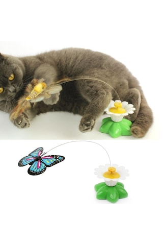 Hareketli Dönen Kelebek - Kedi Oyuncağı Pille Çalışır 50001