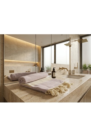 Ludıa %100 Pamuklu Diamond Desenli Saçaklı Lila Peştemal 100x195 Cm Plaj Ve Banyo Havlusu