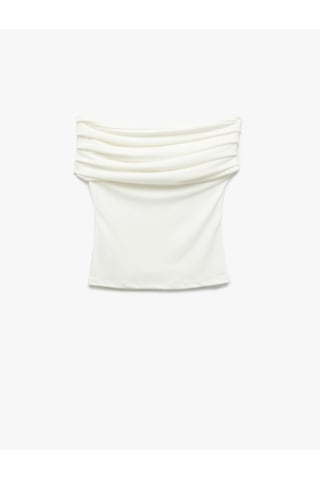 Koton Krep Kumaş Drape Detaylı Straplez Bluz Kırık Beyaz 5sak10045uk Ekru