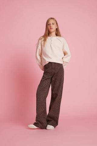 Defacto Kız Çocuk Oversize Geniş Kalıp Bisiklet Yaka Düğmeli Sweatshirt G1712a825auer140 Ekru-er140