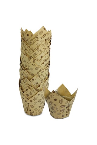 Kafem Muffin Kek Kapsülü Kalın Tulip Kraft Desenli 50li X 5 Paket - K32 Sarı