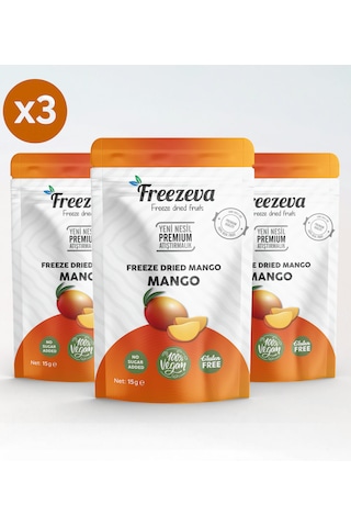 Freezeva 3'lü Paket Dondurularak Kurutulmuş Mango Freeze Dried Mango Freeze Dry Mango Kurusu 3x15 Gr 15 G