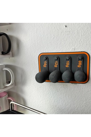 Espresso Kahve Ölçü Kaşığı Seti Ve Askı Standı 4lü Siyah