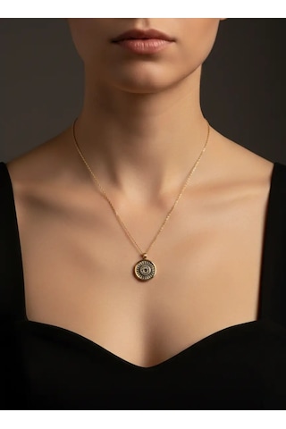 G&a Jewels - Işığın Bakışı - 925 Ayar Oksitli Yaldız Altın Kaplama Gümüş Kolye Altın - Gümüş 40+5 Cm