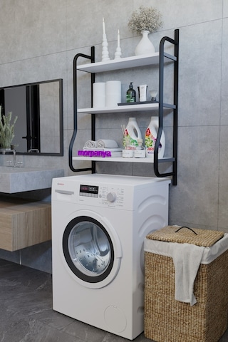 Morpanya Bony Çamaşır Makinesi Üstü Düzenleyici Raf Banyo Dolabı Rafı Makina Üstü Dolap Raf Beyaz