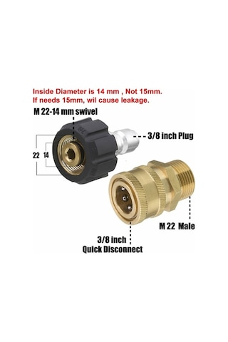 Bloomnest Günlük Basınçlı Yıkama Adaptörü Kiti M22 14mm Döner - M22 Metrik Rakor