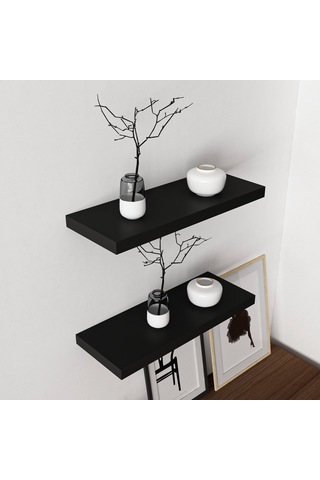 Minar Gizli Tutuculu 2'li Duvar Rafı 60 Cm - M.siyah