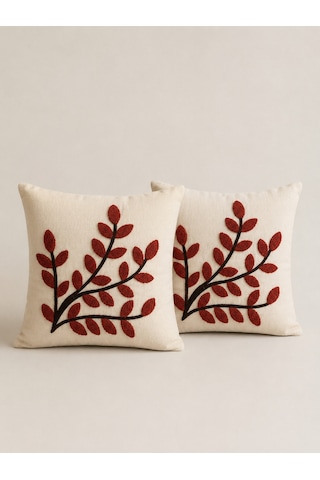 Punch Nakış İşlemeli 2'li Kırlent Kılıfı 40x40 Bordo