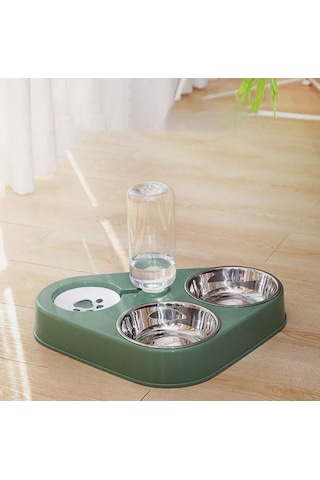 Monozone 3in1 Kedi Köpek Paslanmaz Çelik Mama Su Kabı
