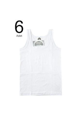 Gümüş 6'lı Paket Erkek Çocuk Atlet Beyaz