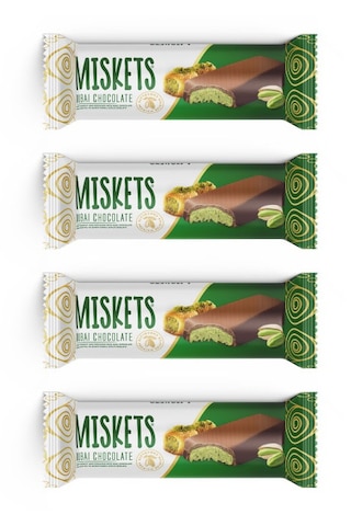 Miskets Antep Fıstıklı Çıtır Kadayıflı Dolgulu Dubai Çikolatası 4 x 25 G